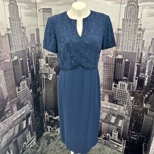 Karen Miller Blue Beaded Dress - Size 6P